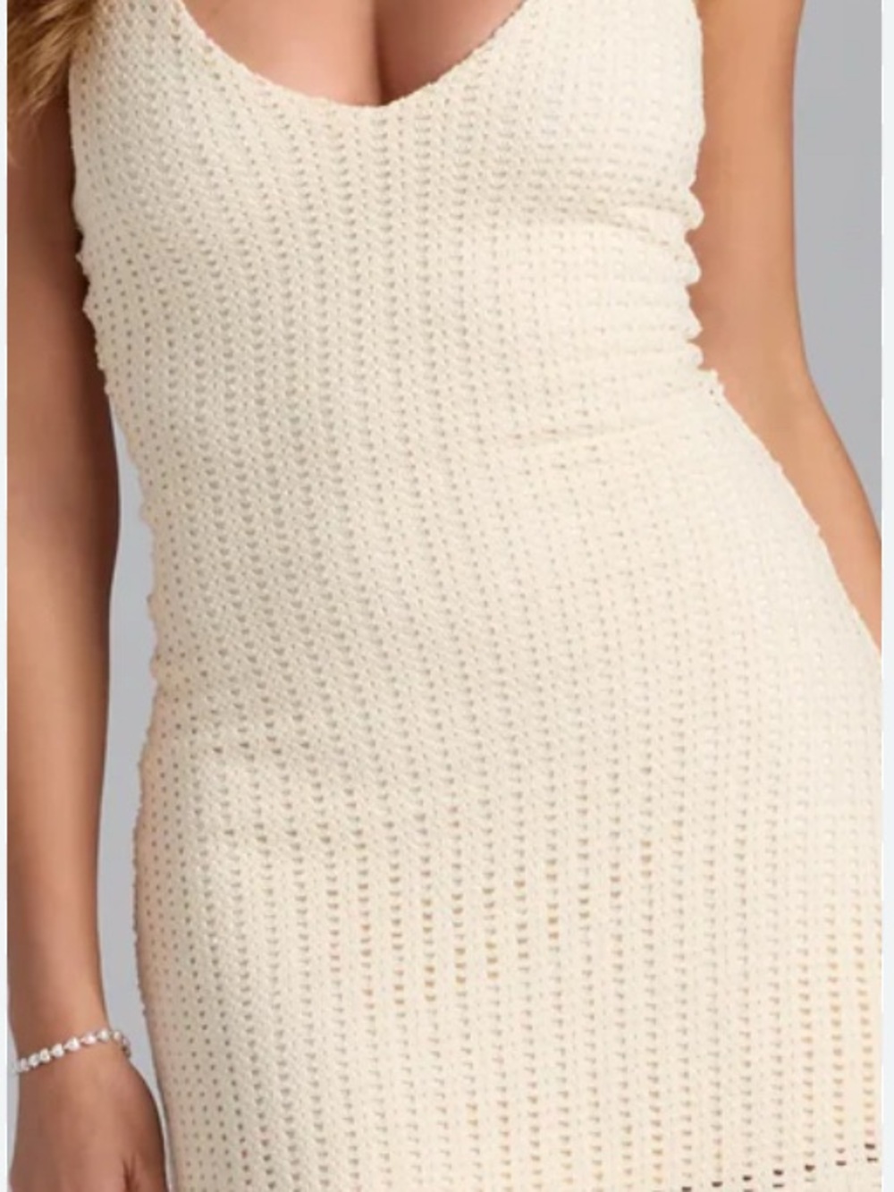 Source Unknown Cream Knit Swim Coverup